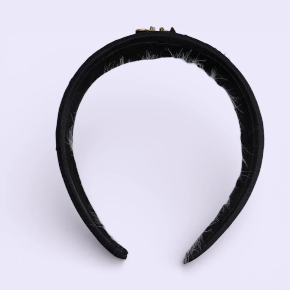 Bee pearl Headband black baroque inspired faux‎ pearls gold tone Victorian *flaw